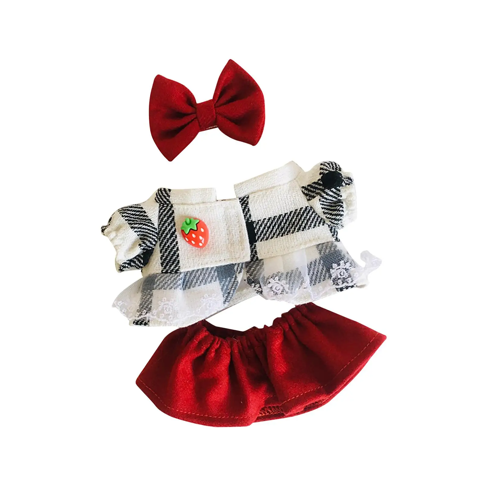 

3 Pieces Dolls Coat and Skirt Bow Costume Accessories Miniature Clothes for 20cm