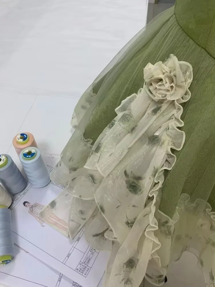 فستان Y2k صيفي بنمط خرافي للنساء بحزام نحيف وحاشية مكشكشة من الدانتيل فساتين كلاسيكية مرقعة شبكية أنيقة كاواي جمالية مثيرة