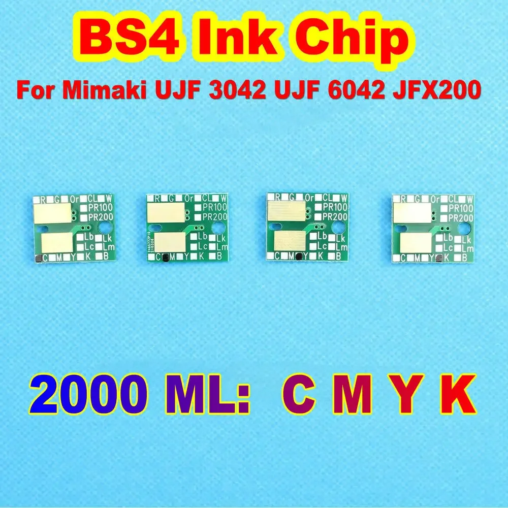 BS4 Printer Ink Chip BS4K BS4C BS4M BS4Y For MIMAKI BS4 Disposable 2L Printer Ink Chip Ic BS4 For UJF 3042 UJF 6042 JFX200 Chips