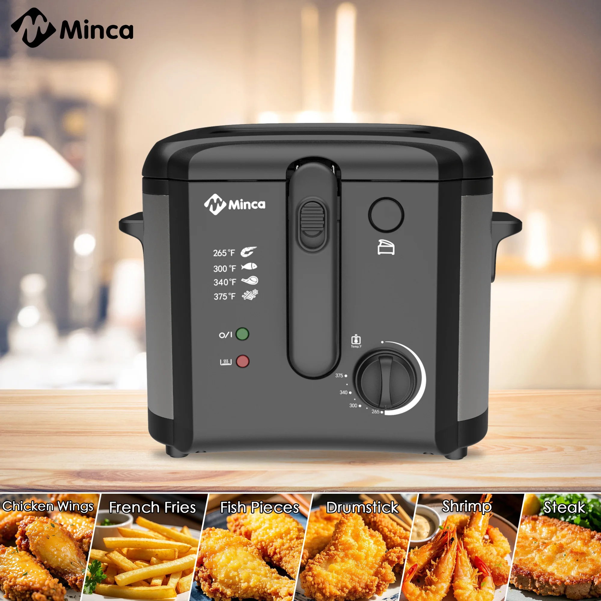 مقلاة م مينكا 2.5 لتر | 1500 واط غير لاصق، درجة الحرارة Ctrl | فصل الغطاء/فلتر الرائحة | سلة قابلة للطي/غير قابلة للانزلاق | سهلة التنظيف ومناسبة للعائلات الصغيرة