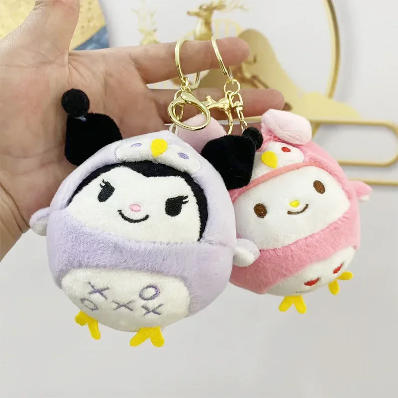 Sanrio Hello Kitty dush pendant cos ชุดนกฮูกน่ารัก Kuromi พวงกุญแจกระเป๋าเมโลดี้จี้ plushies ของเล่น Deco ของขวัญเด็กเล็กเด็กผู้หญิง