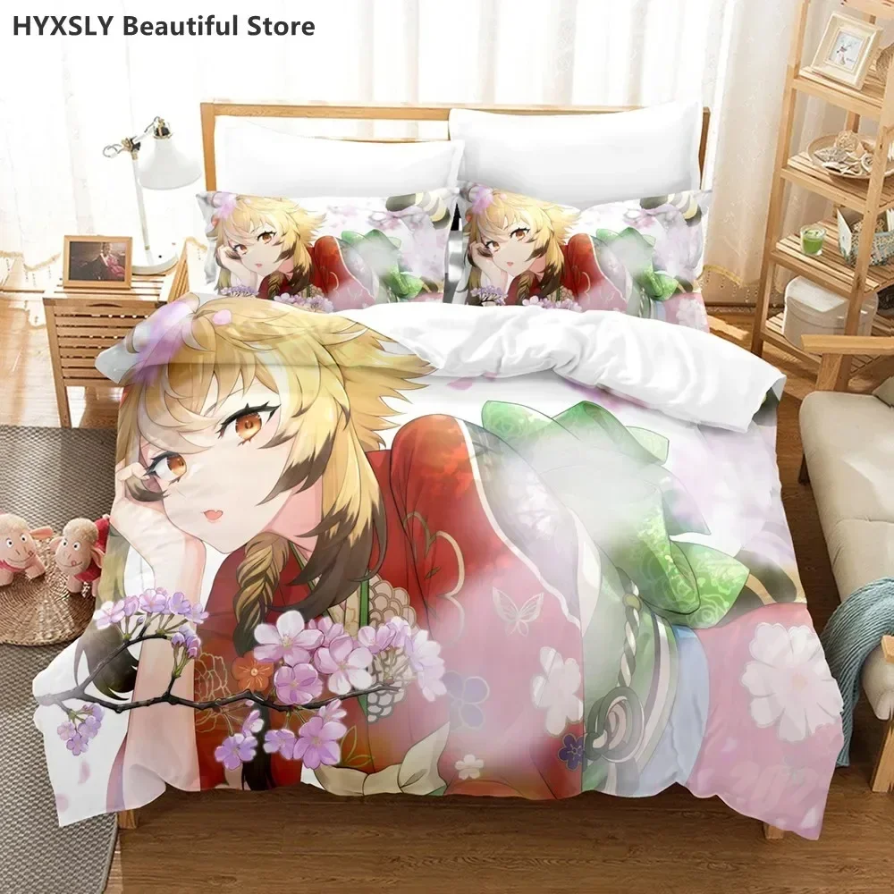 Lumine Genshin impact Game Comfortable Duvet Quilt Cover Pillowcase Bedding Set Children Bedroom Decoration Home Textile