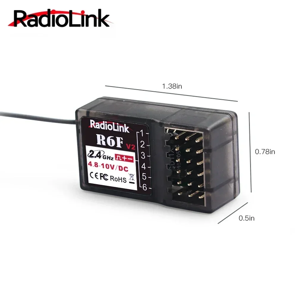 RadioLink R6F 2.4Ghz 6CH High Quality 2018 RC Receiver Accessories For RC6GS RC4GS RC3S RC4G T8FB Transmitter Hot Sale RC Receiv