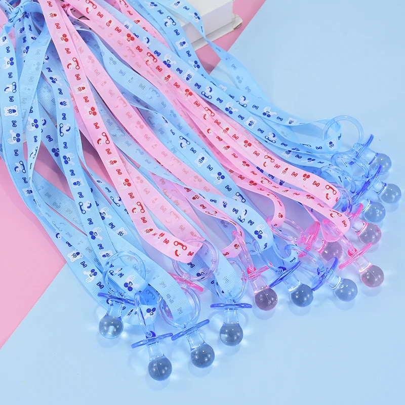 10/20 Stück Acryl Rosa Blau Baby Schnuller Halskette für Babyparty Geschlecht offenbaren Party Tischdekoration Geburtstagsspiel Gefälligkeiten – Detail 6