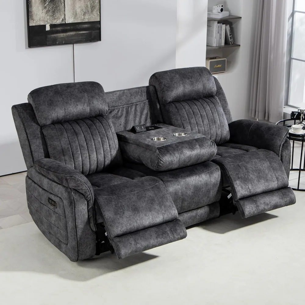 

Zero Gravity Power Reclining Sofa with Adjustable Headrest, Electric Reclining Couch with Wireless Charge, USB Ports
