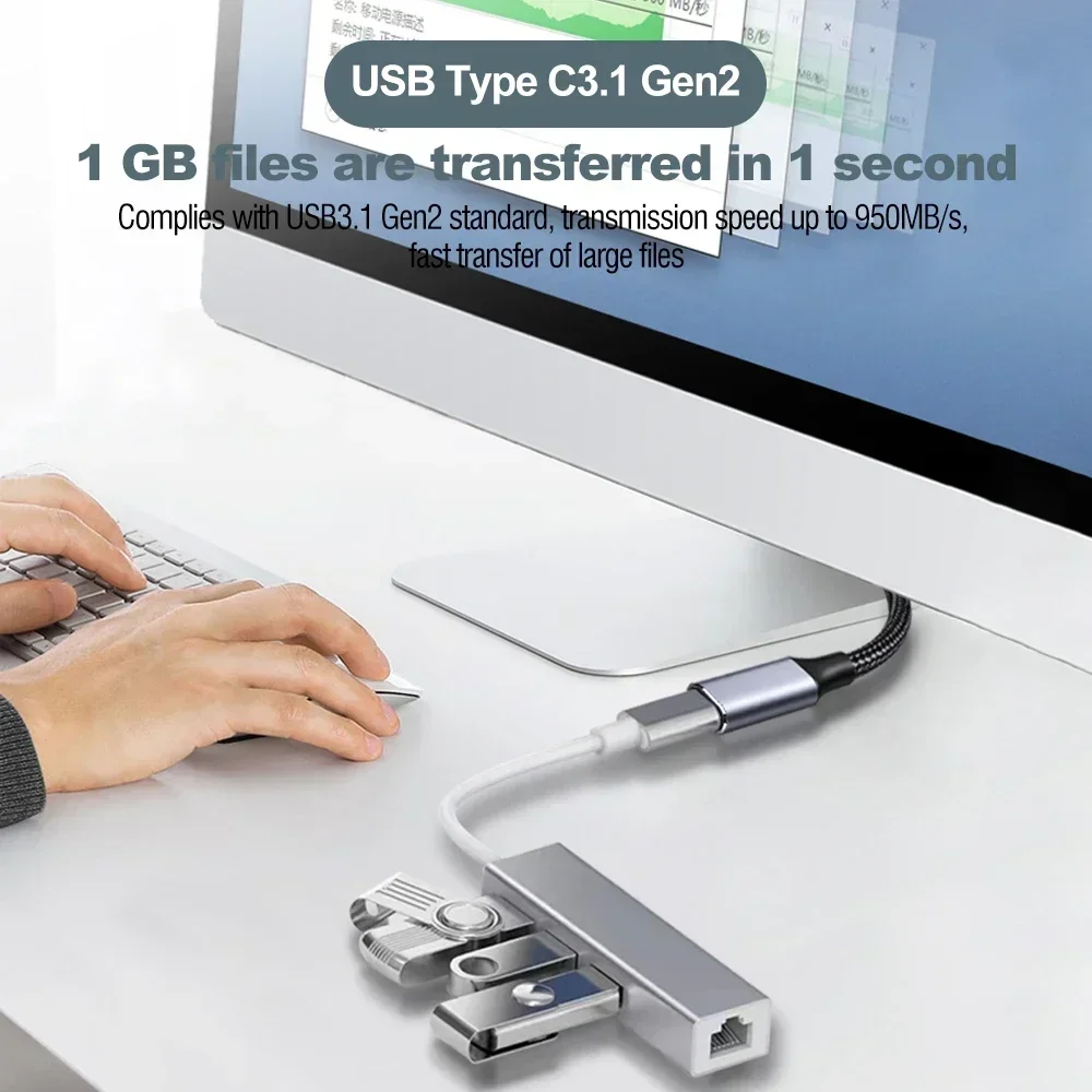 USB C3.1 Gen2 10Gbps نوع C تمديد كابل PD 100 واط ذكر إلى أنثى شحن سريع موسع Thunderbolt3 كابل لماك بوك اير برو