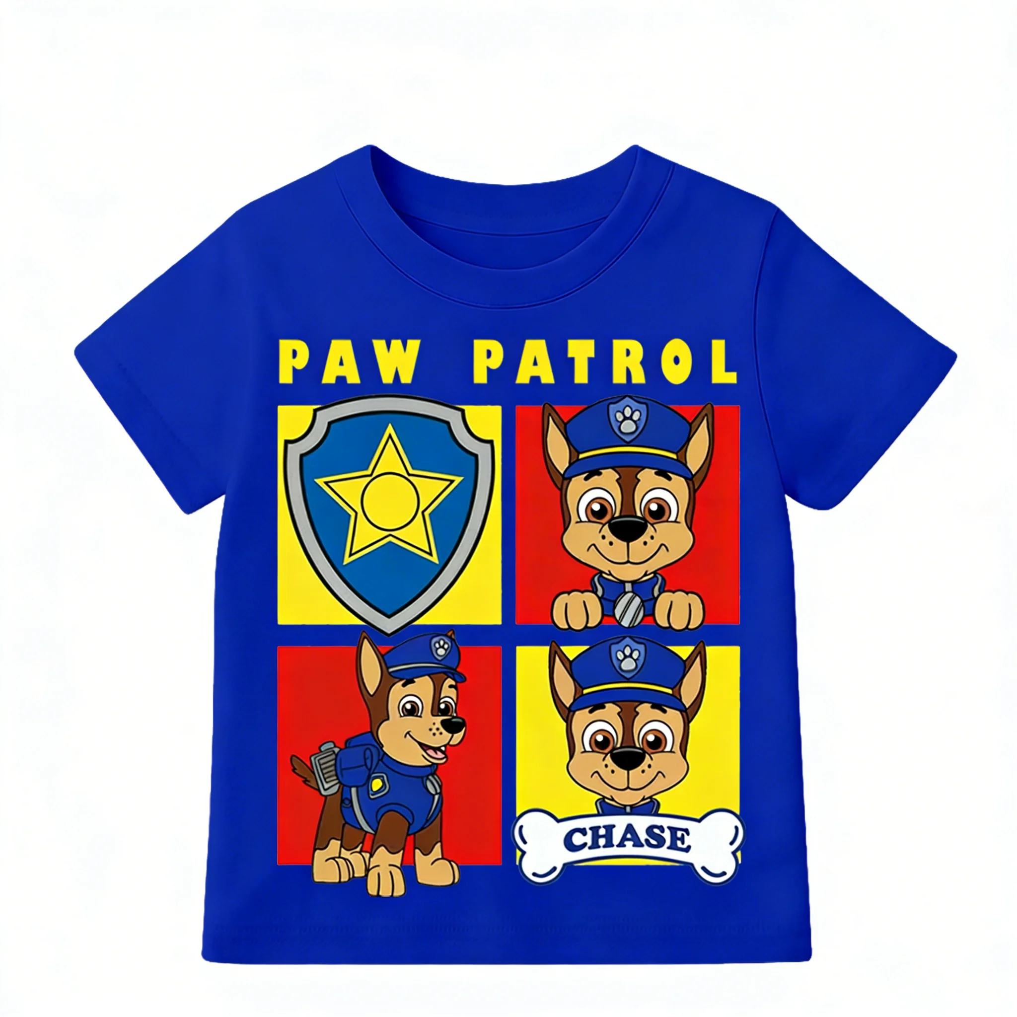 2026 New Summer PAW Patrol Children Short Sleeve T-shirt Cartoon Chase Rubble Print Pullover Boys Girls Casual Cotton Tops Gifts