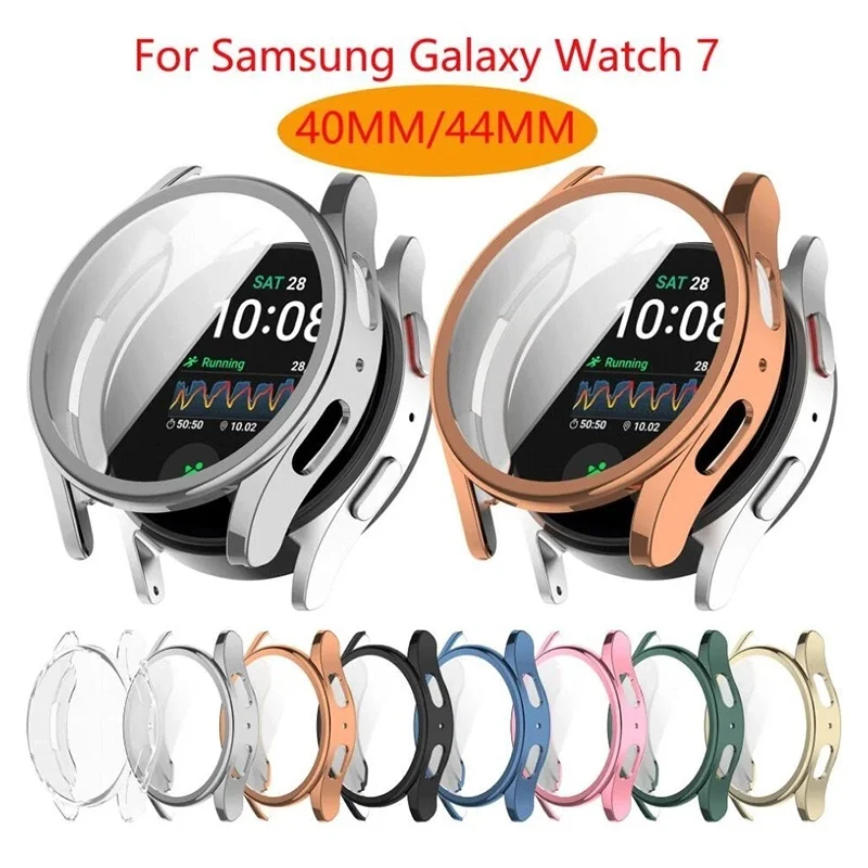 Capa de silicone para samsung galaxy watch 7, 40mm, 44mm, protetor de tela para galaxy watch 7, capa protetora de tpu, acessórios