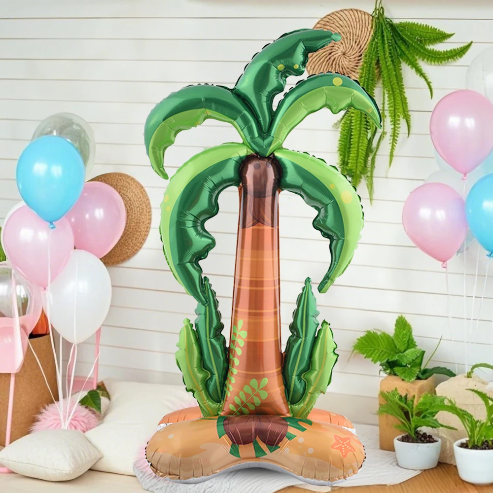 Große stehende Kokospalmen- und Kaktus-Aluminiumfolienballons eignen sich für Partys, Feiern und Geburtstage in Hawaii. – Detail 3