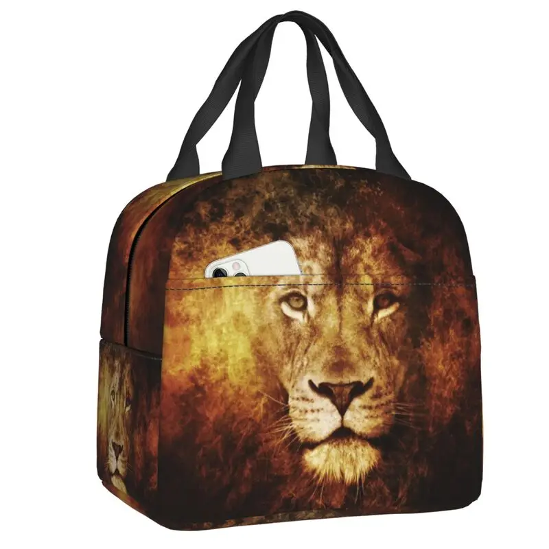 Custom Lion Of Judah Jesus Lunch Bag Men Women Christian Faith Judah Warm Cooler Insulated Lunch Box for Student School