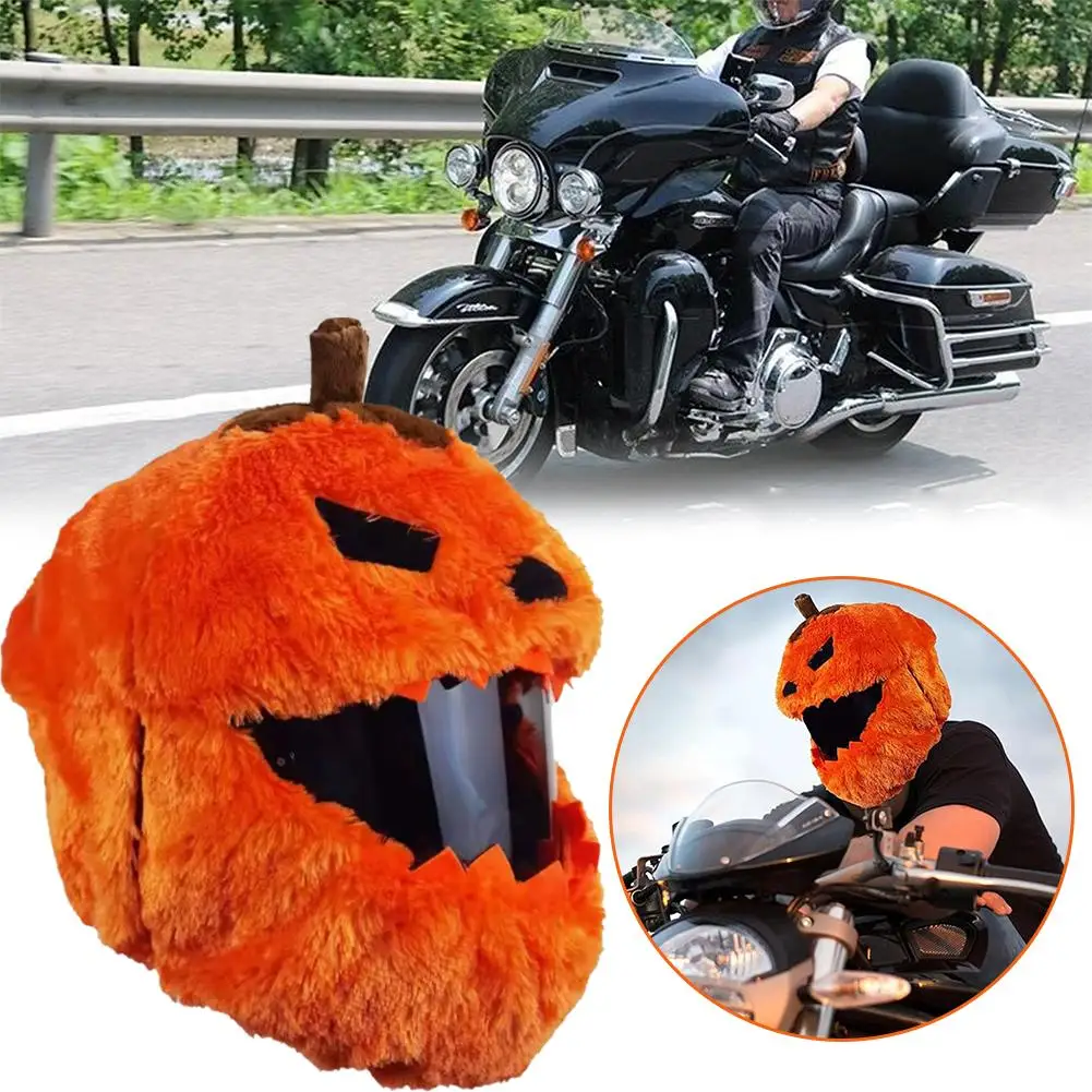 

Motorcycle Halloween Helmet Cover Cartoon Pumpkin Head Plush Helmet Decoration Accessories Full-face Helmets Protection Cover