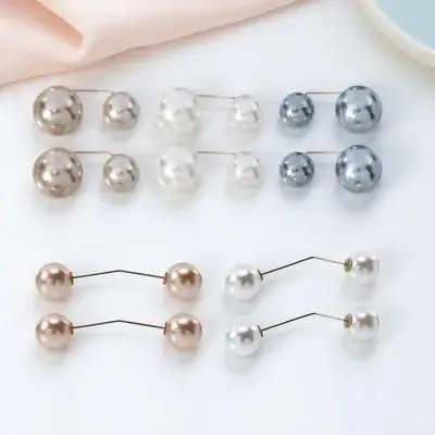 

10pcs Pearl Brooch Alloy Sweater Clip Metal Clothing Clasp For Scarf Shawl Fasten Adjustable Waist Pin Vintage Elegant Brooch