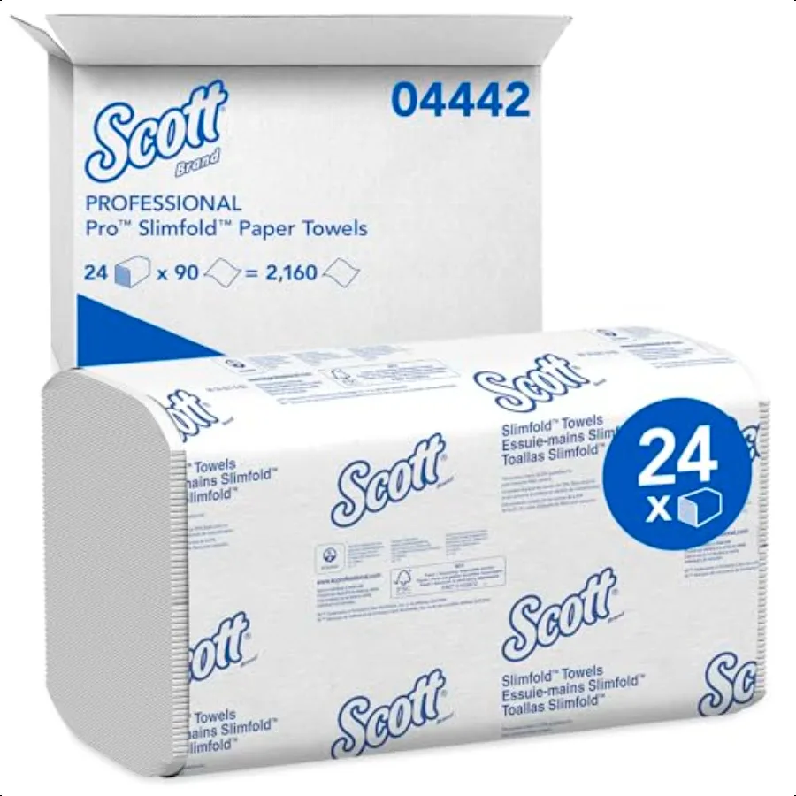 Scott Profional Pro Slimfold gefaltete Papierhandtücher Bulk 04442, saugfähige Taschen, weiß, für kompatible KimberlyClark Profional Dis