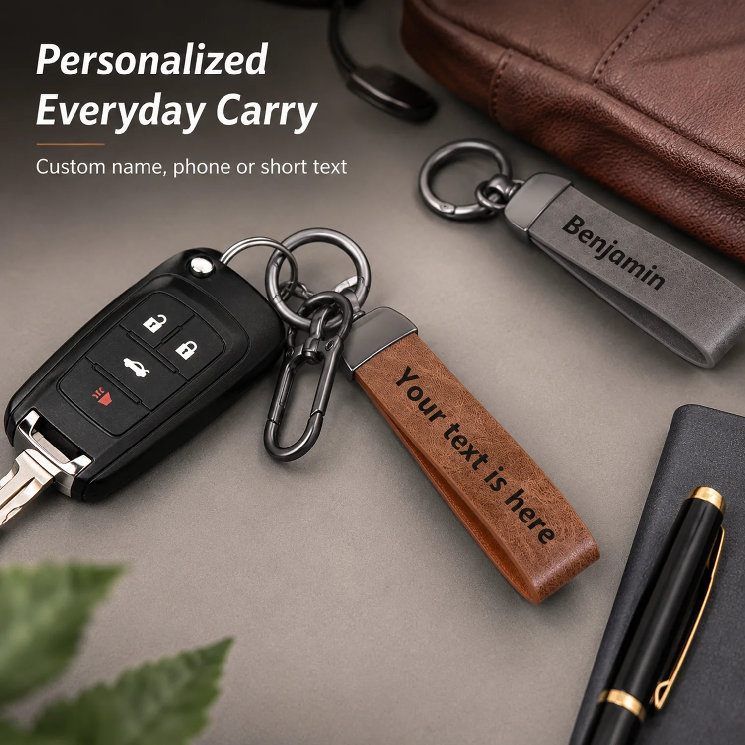 

PU Leather Custom Name Keychain Personalized Text Key Ring Laser Engraving Customized Name Car Key Chain Gift For Men Women