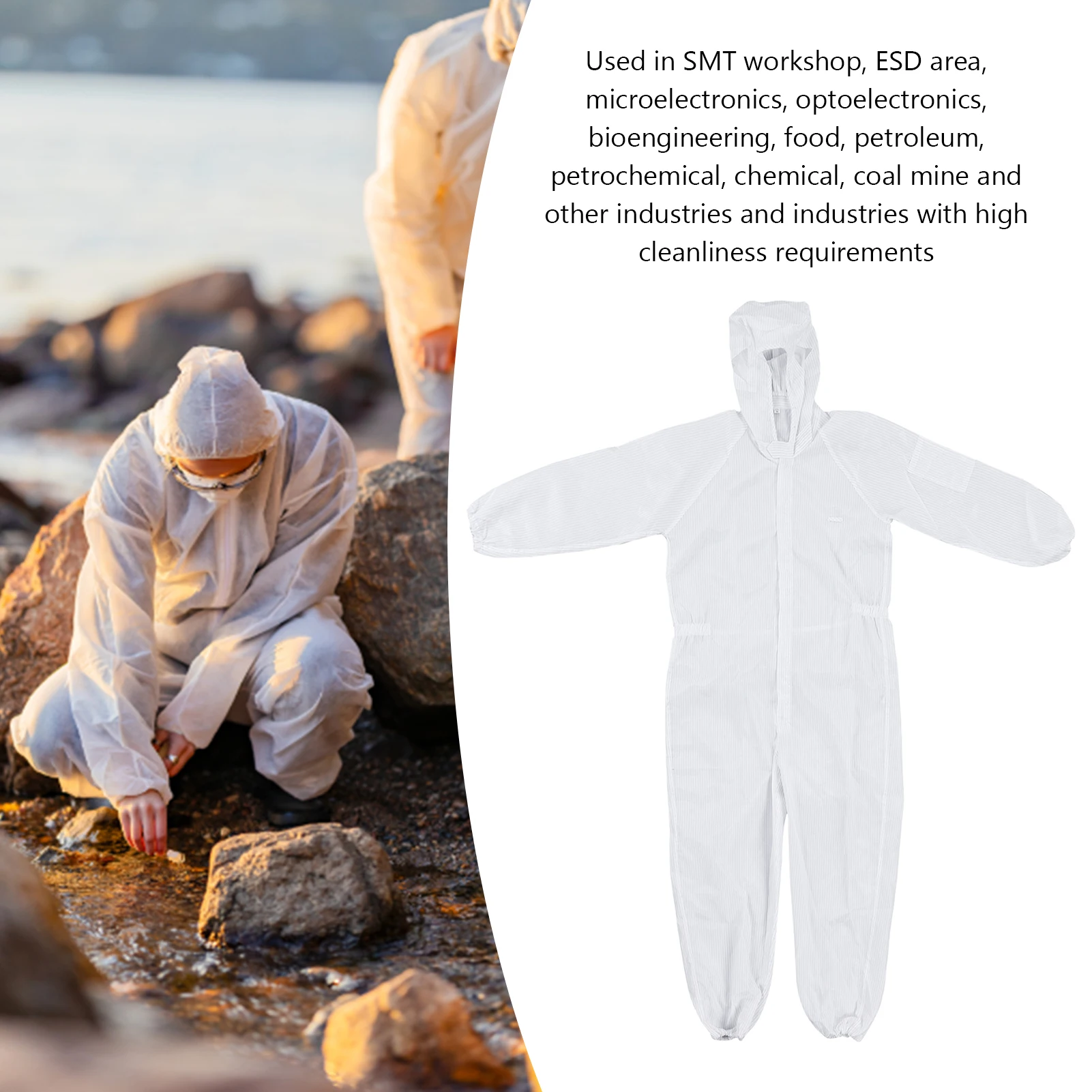 ZK30 Protective Coverall Polyester Static Resistant Dustproof Particles Proof Workwear for SMT Workshop security protection M