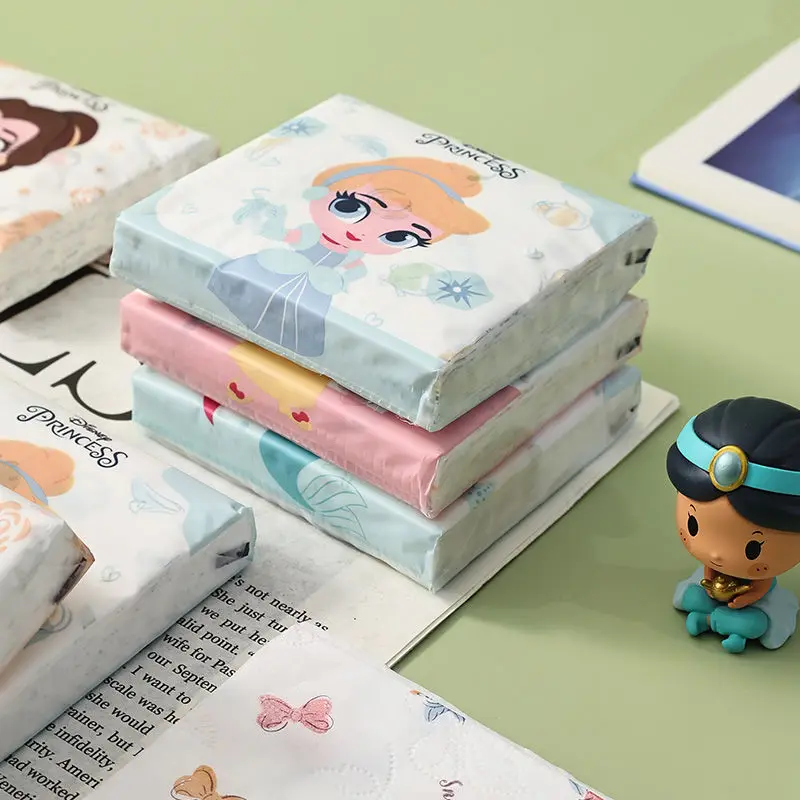 Disney Princess Series Printed Handkerchief Small Tissue Elsa Snow White Cute Portable Small Packaging Napkin Facial Tissue