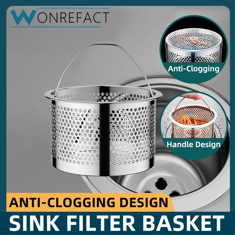 Kitchen Sink Filter Basket Embedded Filter Basket Anti-Clogging Mesh Strainer With Handle Sink Food Catcher Small Hole Design