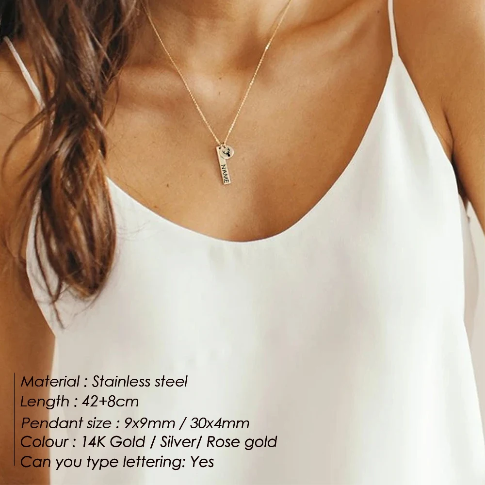 eManco  Engraving Custom Necklace Gold color Heart With pattern 316 Stainless Steel Pendant Necklace For Women/Man Gifts