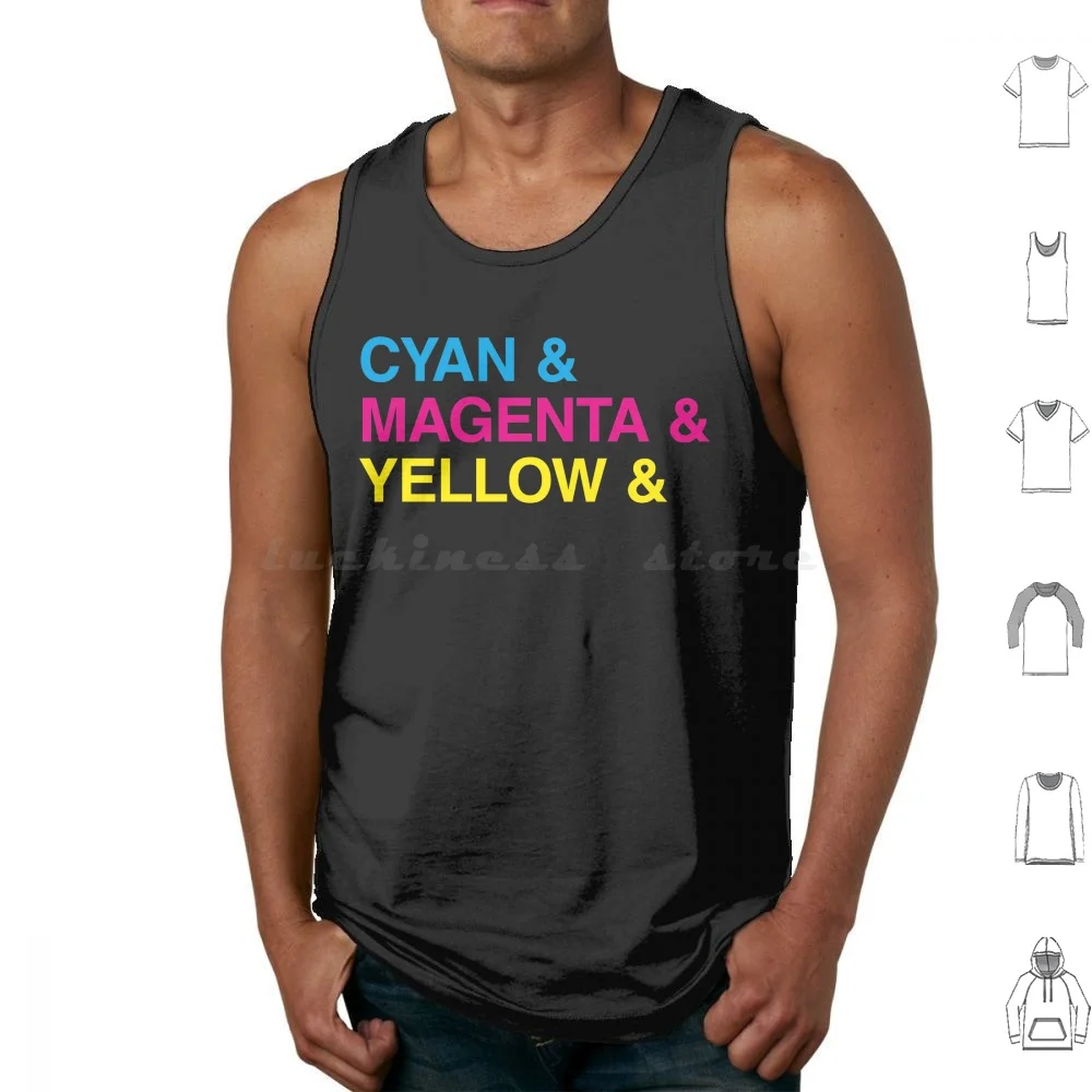 Cmyk Tank Tops Vest Sleeveless Cmyk Cyan Magenta Yellow Key Black Ink Printing Graphic Design Typography Funny Artist