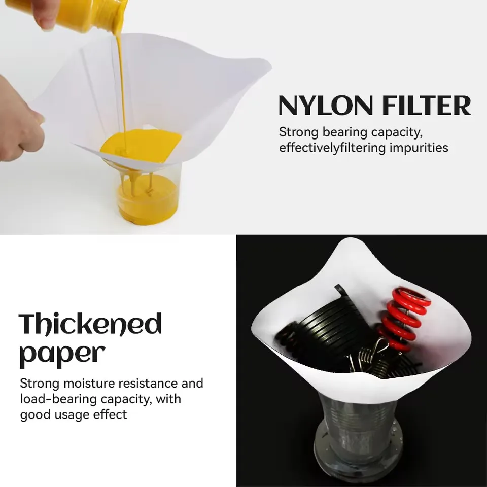 50/100/200pcs Paint Spray Mesh Paper Filter Purifying Straining Funnel Disposable Paint Filter Conical Micron Paper Funnels Tool