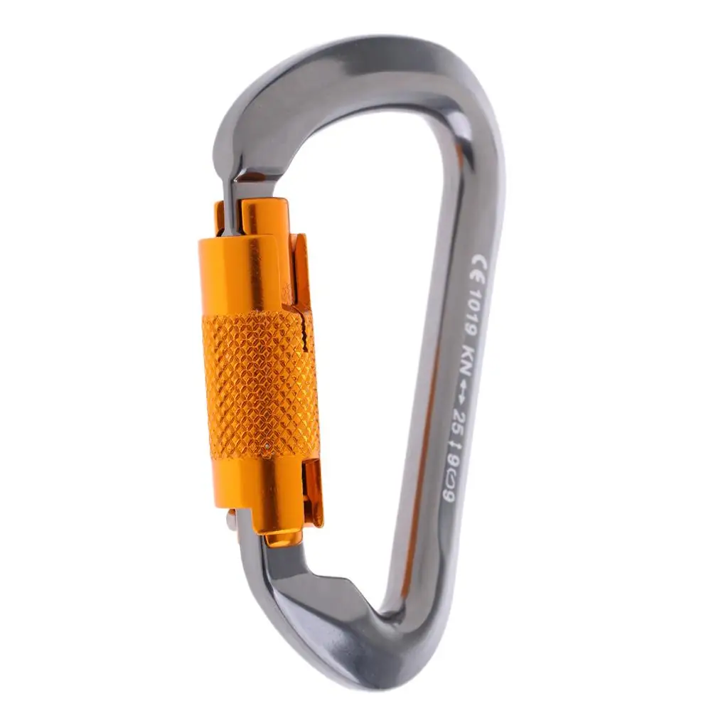 

Locking Rock Climbing Carabiner Clips, 25KN Heavy Duty D Ring Buckle for Rappelling Swing