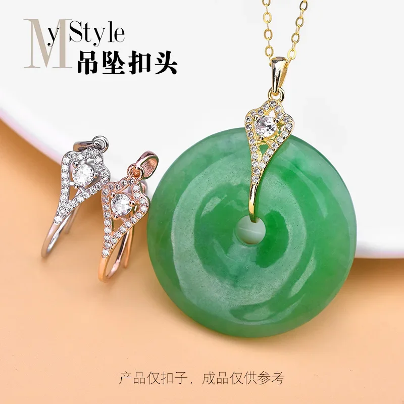 S925 sterling silver inlaid zircon inverted safety buckle clip needle buckle hand woven jewelry DIY accessory material