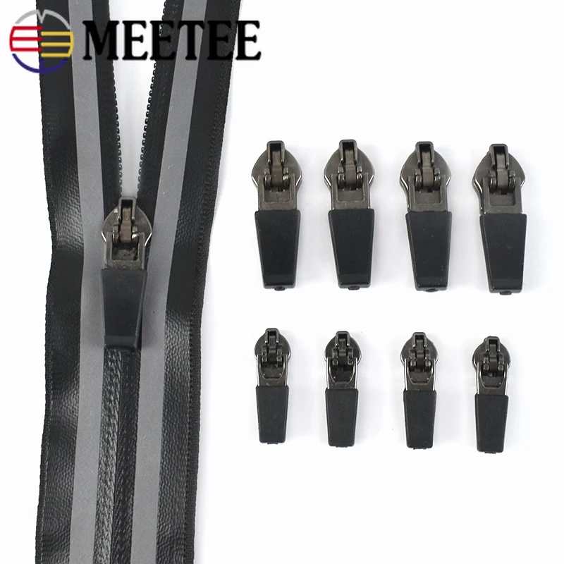 10Pcs Meetee 3# 5# Zipper Puller Slider for Waterproof Invisible Nylon Zippers Reverse Decorative Zip Head Sewing Accessories