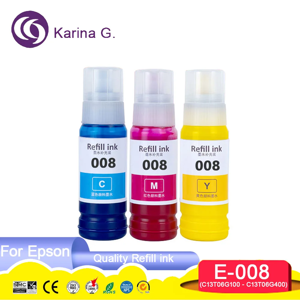 008 C13T06G100 T06G Premium Color Compatible Water Based Bottle Refill Pigment Ink for Epson Ecotank L4690 L15150 L15160 Printer