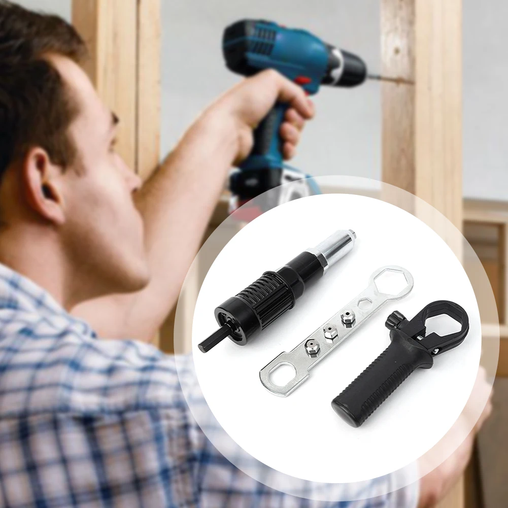 Rivets Drill Adapter With Handle Cordless Riveting Drill Tool Accessories DIY Projects