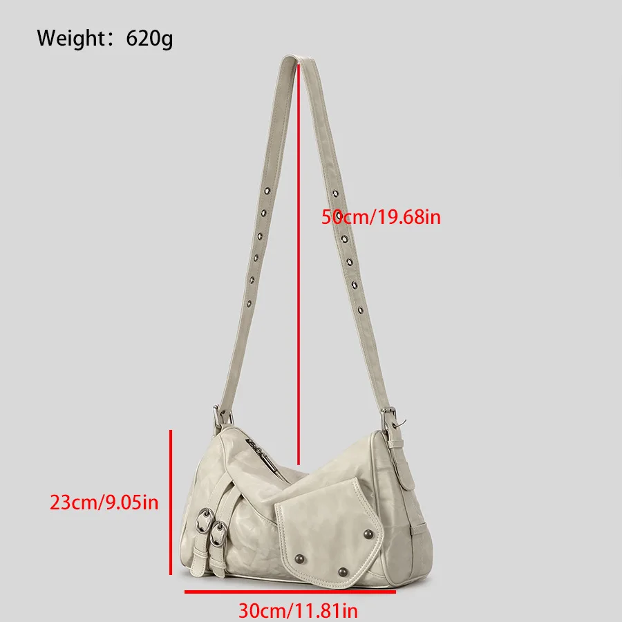 خمر برشام دراجة نارية حقيبة فاخرة مصمم أحزمة ديكو حقائب كتف المرأة لينة بولي Leather حقيبة جلدية كروسبودي Y2K الشرير تحت الإبط كيس