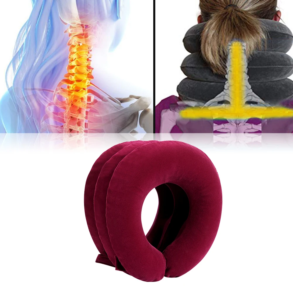 Inflatable Neck Tractor Relaxation Pillow Travel Soft Cervical Vertebra Traction Neck Relief Posture Correction Stretching Brace