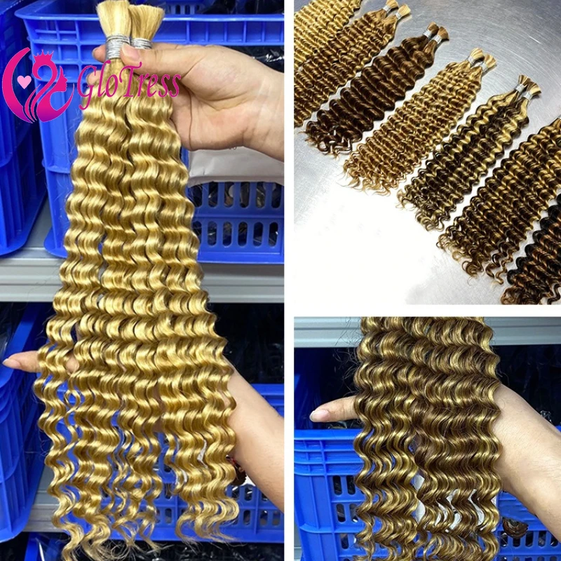 

12A человеческие плетеные волосы для косичек в стиле бохо, 50 г/упак., глубокие волны, объемные человеческие волосы для плетения, богемные косички без узлов, 12-26 дюймов