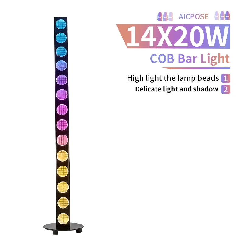 AICPOSE 14X20W RGBW COB Stage Light Bar High Power Matrix Pixel Wall Washer Lights DMX512 Strobe DJ Lights For Party show Bar KT