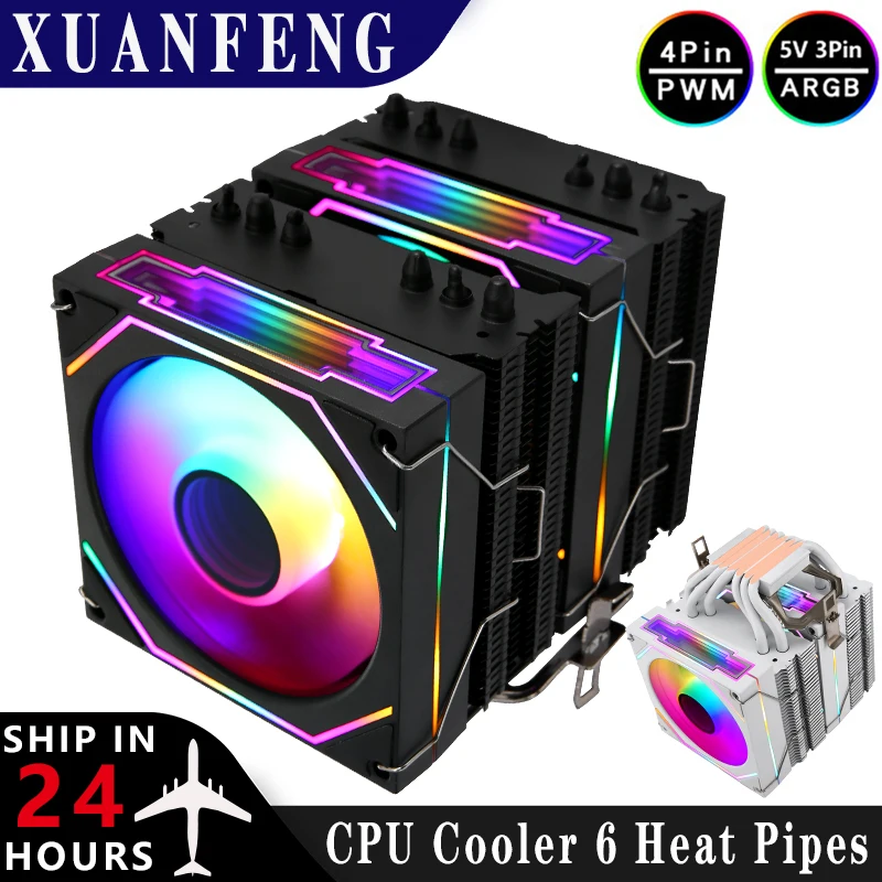 

XUANFENG White/Black Themed Radiator Twin Towers 6 Heat Pipe CPU Cooler Argb 90mm Fan install LGA2011 1200 1700 115x AMD X79 X99