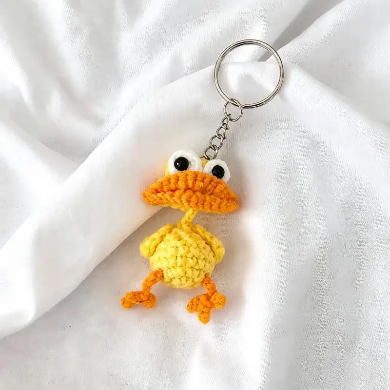 Sausage Mouth Knitted Duck Keychain Cute Handmade Crochet Key Ring Small Bag Pendant for Daily Decor