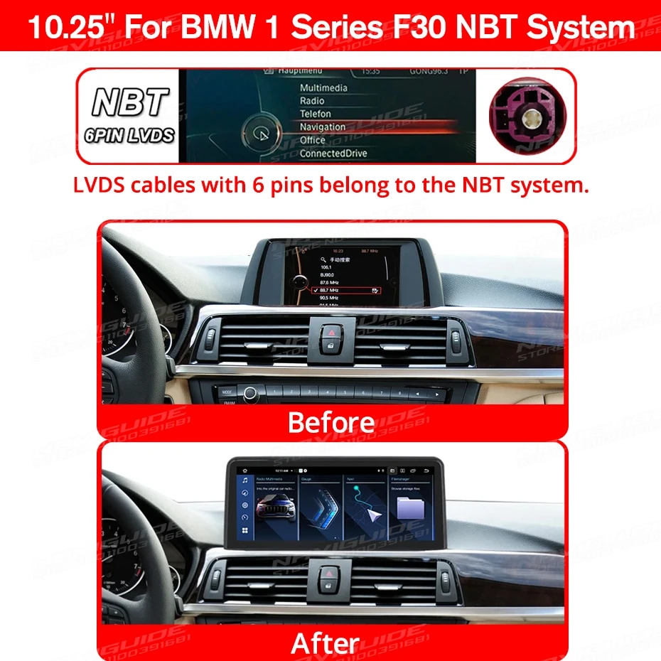 NAVIGUIDE 10.25'' Android 13 Smart car systems For BMW 3 Series F30 13-17 Multimedia Player CarPlay Android Auto Screen 4G WIFI