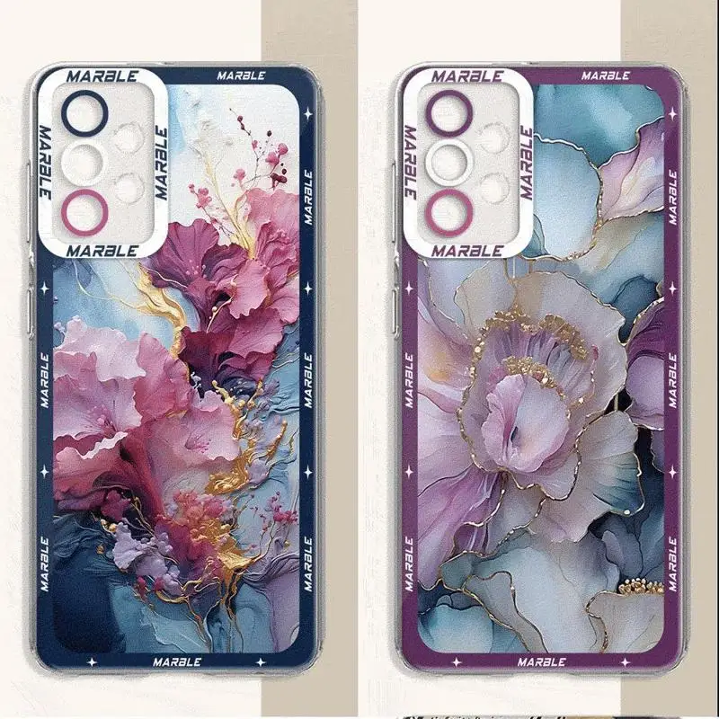 Marble Case for Samsung Galaxy A35 A55A53 A54 A73 A34 A33 A25 A24 A13 A14 A15 5G Transparent Soft