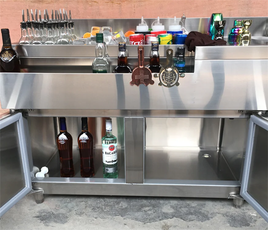 Factory Wholesale Bartender Stainless Table for Setting up Functional bar Furniture Water Drain Smooth Quality bar Table