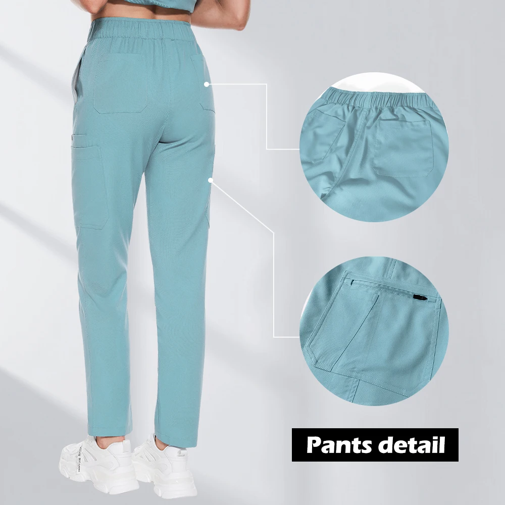 의료용 스크럽 유니폼 여성 간호사 스크럽 팬츠 포켓 스트레이트 팬츠 수술실 바지 위생복 간호 작업 바지