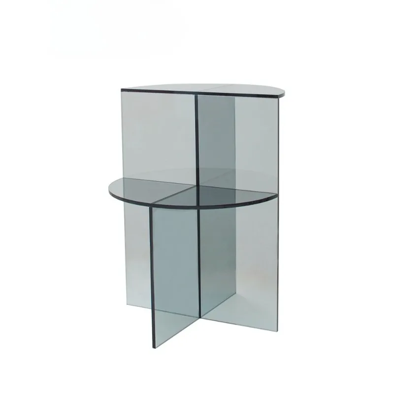 Coffee table terraced edge few acrylic transparent small  creative corner few double layer semicircle Nordic simplicity
