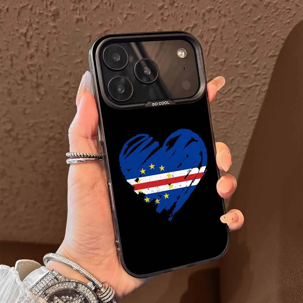 أفريقيا كيب فيردي جواز السفر العلم جراب هاتف آيفون 15,17,11,14,13,16,12,E,Max,Plus,Air,Pro,Mini غطاء أسود غير لامع #6