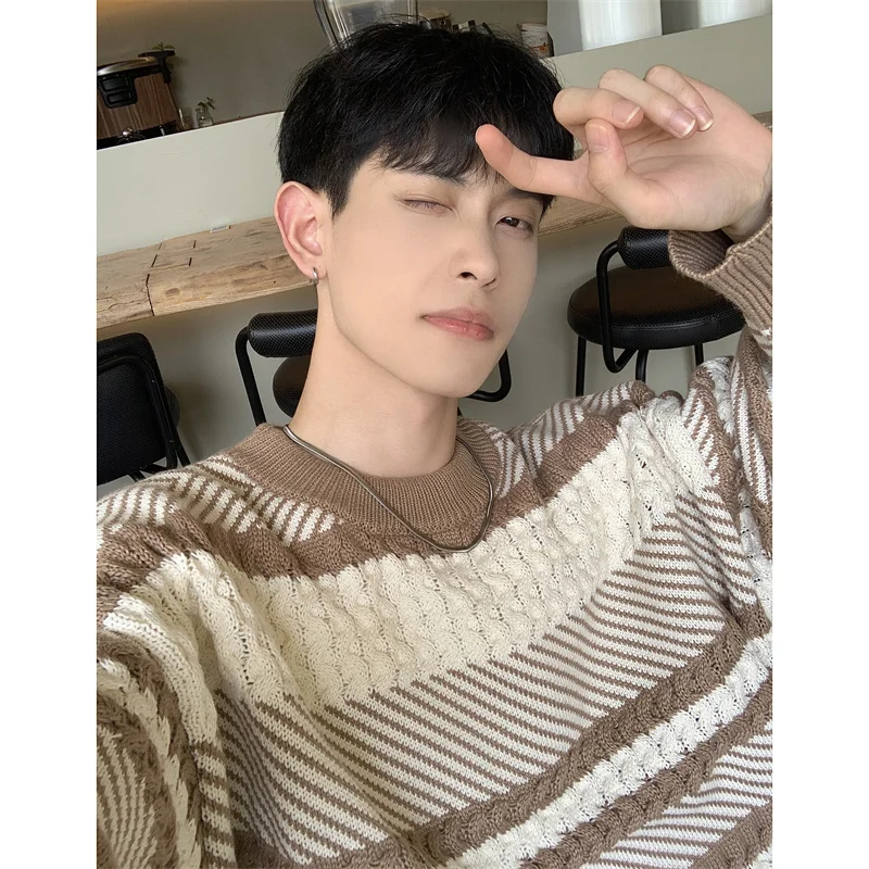 Suéter sex de Malha trada com Corte Solto, Decote Redondo, Estilo Casual de Rua, Versátil para Jovens