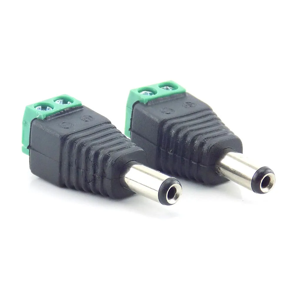 Adaptador de conector de enchufe macho CC, fuente de alimentación para sistema de seguridad de cámara Cctv, accesorios de vídeo, tira led L19, 5,5x2,1mm, 20 piezas