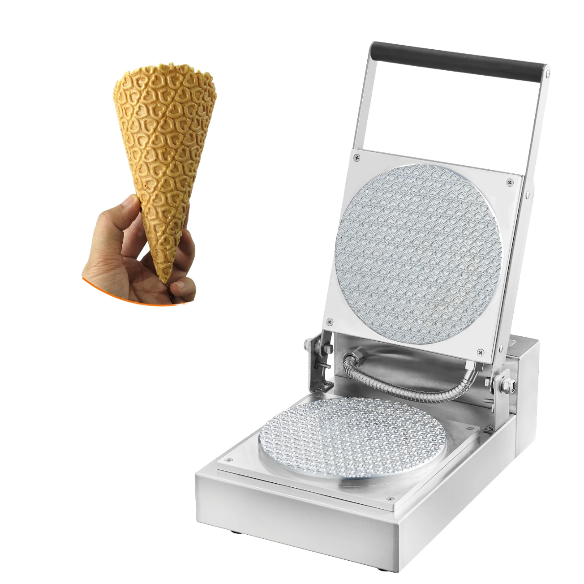 Commercial Use Ice Cream Cone Baking Maker Professional Stainless Steel Nonstick Plate Customized Logo Waffle Cone Machine
