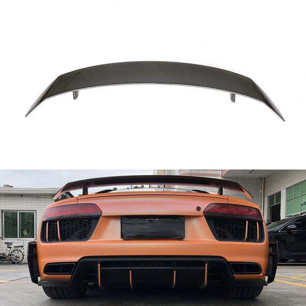 

Для Audi R8 настоящая сухая углеродное волокно, оригинальная модель, спойлер из углеродного волокна на высоких ножках, автомобильные аксессуары, комплекты кузова, отделка