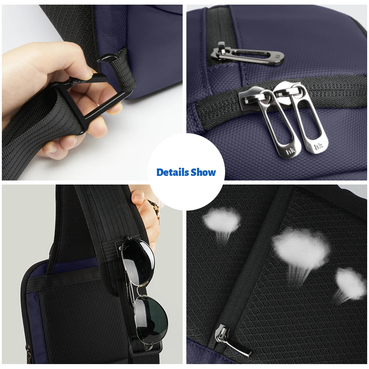 حقيبة كتف للأعمال من HK للرجال مقاومة للماء حقيبة كروس يومية مقاس 11 بوصة لجهاز iPad متعددة الوظائف محمولة للسفر وحقائب صدر قصيرة للرحلات #6