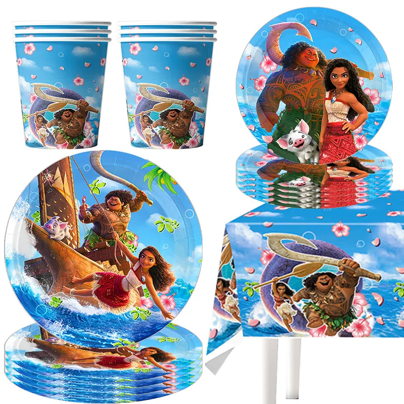 Moana Birthday Party Decoration Cake Toppers Candy Box Tableware Tablecloth Hanging Banner Party Decoration Supplies For Kids