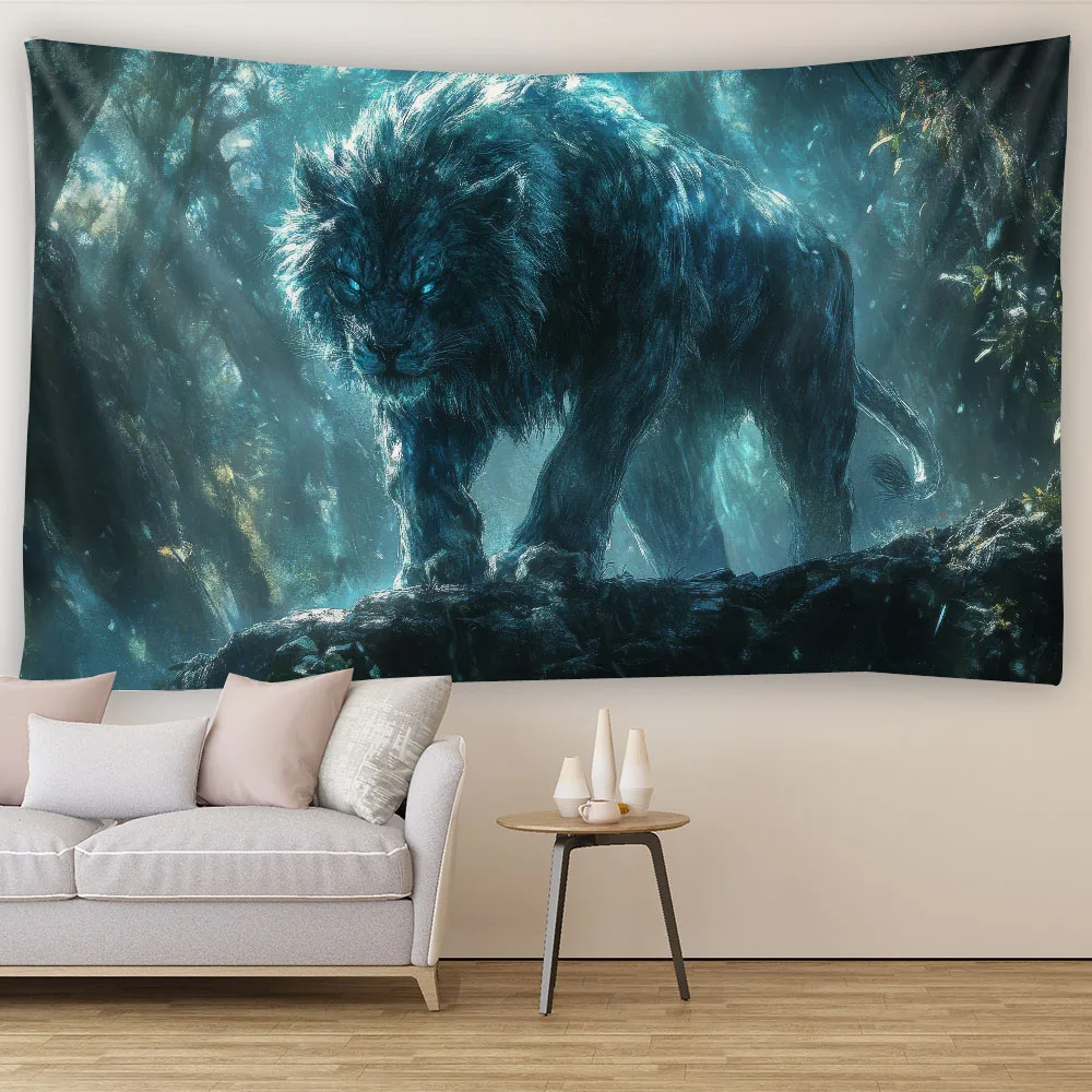 

Psychedelic animal tapestry flame bird elephant tiger hippie living room e-sports room, men's bedroom decoration wall hanging