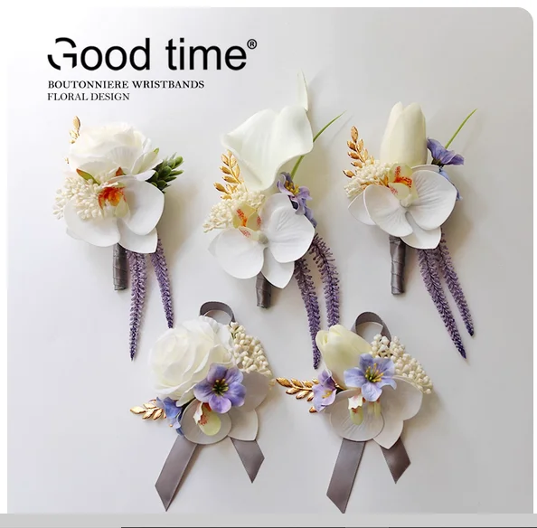 

In 2024, the new senior corsage wrist flower calla lily artificial flower knot wedding celebration photography suit lapel purple