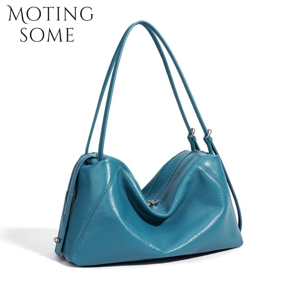 MOTINGSOME Natural Leather Woman Satchel Bag 2026 New in Fashionable Lazy Shoulder Bags Tote Niche Luxury Design Pillow Tote